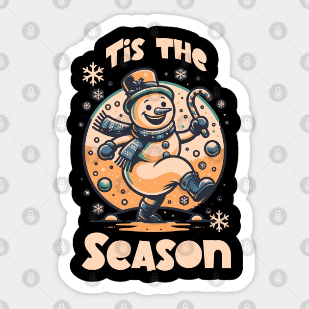 Tis the Season Christmas Snowman Sticker by TEENIE DESIGN